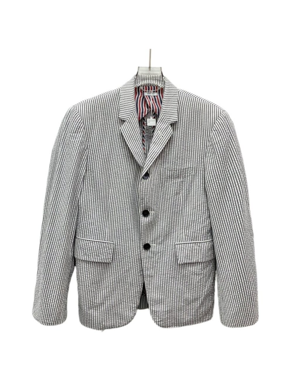 Thom Browne Grey Striped Cotton Blazer